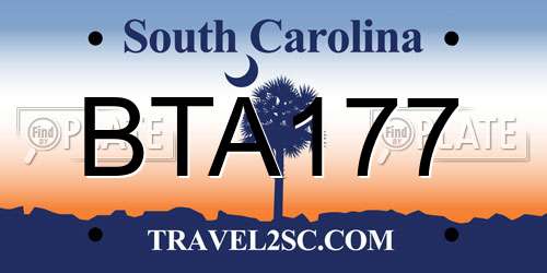 BTA177 South Carolina License Plate