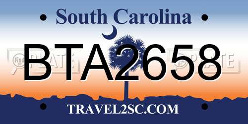 BTA2658 South Carolina License Plate