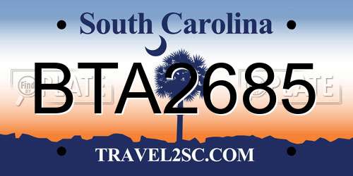 BTA2685 South Carolina License Plate