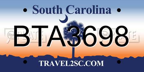 BTA3698 South Carolina License Plate