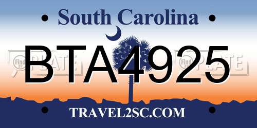 BTA4925 South Carolina License Plate