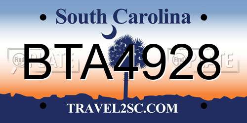 BTA4928 South Carolina License Plate