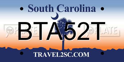 BTA52T South Carolina License Plate