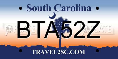 BTA52Z South Carolina License Plate