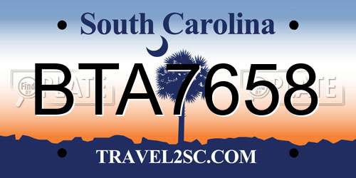 BTA7658 South Carolina License Plate