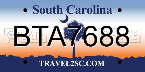 BTA7688 South Carolina License Plate