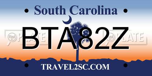 BTA82Z South Carolina License Plate