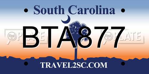 BTA877 South Carolina License Plate