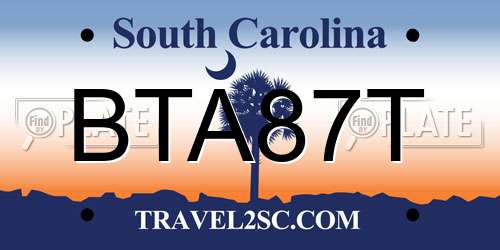 BTA87T South Carolina License Plate