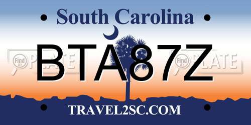 BTA87Z South Carolina License Plate