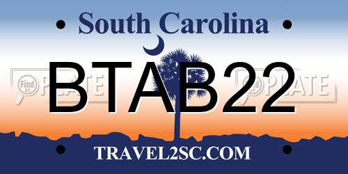 BTAB22 South Carolina License Plate