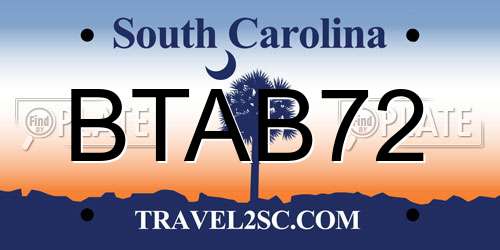 BTAB72 South Carolina License Plate