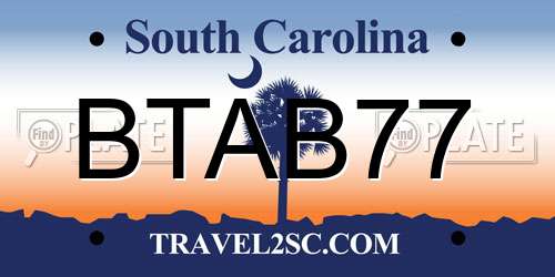 BTAB77 South Carolina License Plate