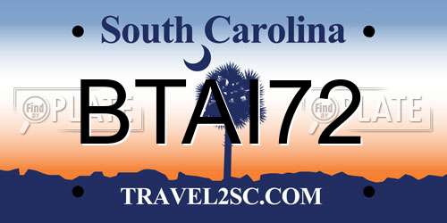 BTAI72 South Carolina License Plate