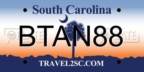 BTAN88 South Carolina License Plate