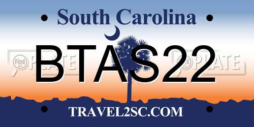 BTAS22 South Carolina License Plate