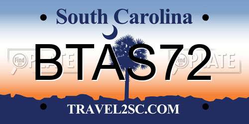 BTAS72 South Carolina License Plate