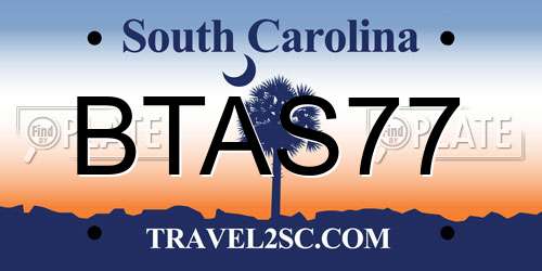 BTAS77 South Carolina License Plate