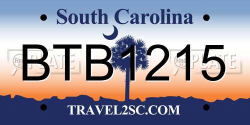 BTB1215 South Carolina License Plate