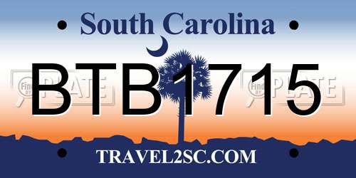BTB1715 South Carolina License Plate