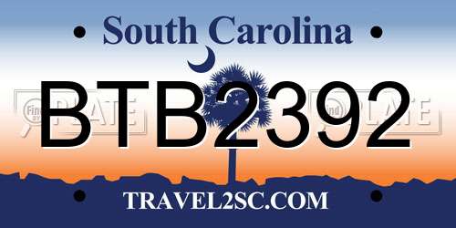 BTB2392 South Carolina License Plate