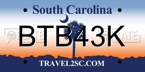 BTB43K South Carolina License Plate