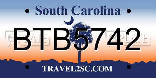 BTB5742 South Carolina License Plate