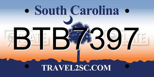 BTB7397 South Carolina License Plate