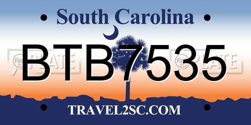 BTB7535 South Carolina License Plate