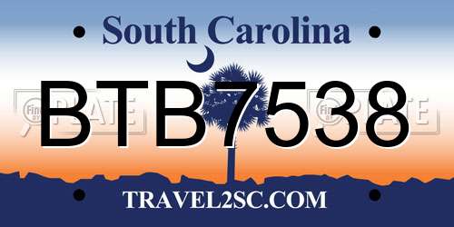 BTB7538 South Carolina License Plate