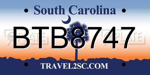 BTB8747 South Carolina License Plate