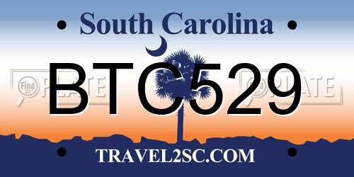 BTC529 South Carolina License Plate