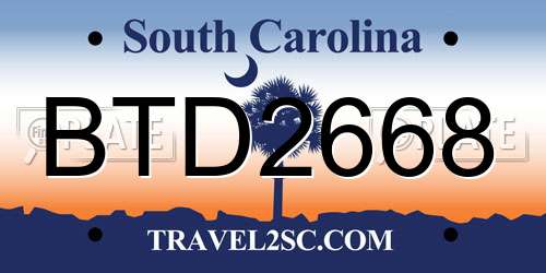 BTD2668 South Carolina License Plate
