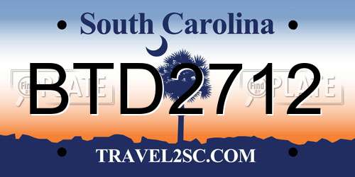 BTD2712 South Carolina License Plate