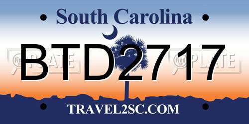 BTD2717 South Carolina License Plate