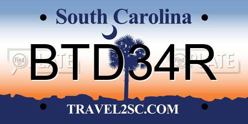 BTD34R South Carolina License Plate