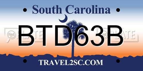 BTD63B South Carolina License Plate