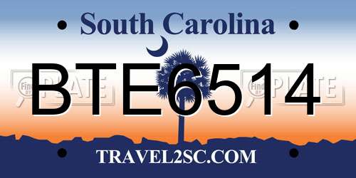 BTE6514 South Carolina License Plate