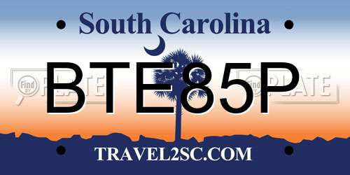 BTE85P South Carolina License Plate