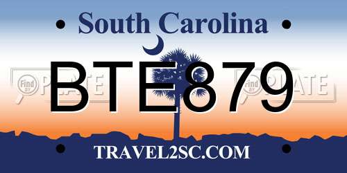 BTE879 South Carolina License Plate