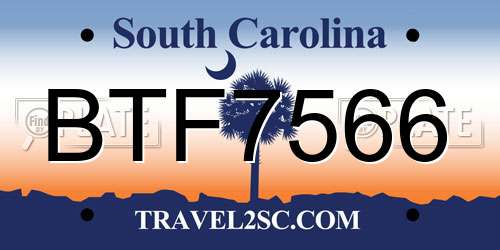BTF7566 South Carolina License Plate