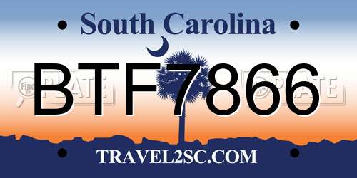 BTF7866 South Carolina License Plate