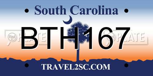 BTH167 South Carolina License Plate