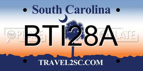 BTI28A South Carolina License Plate