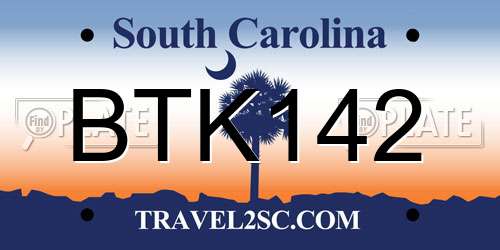 BTK142 South Carolina License Plate