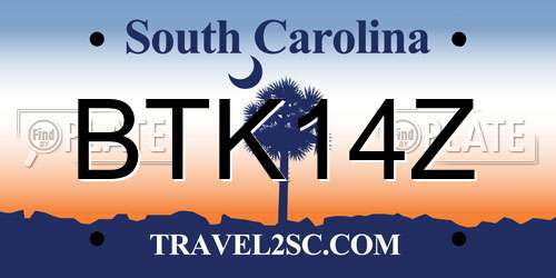 BTK14Z South Carolina License Plate