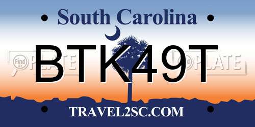 BTK49T South Carolina License Plate