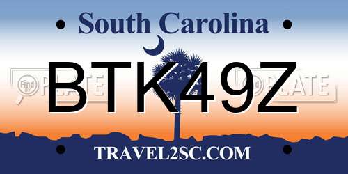 BTK49Z South Carolina License Plate