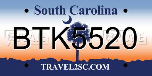 BTK5520 South Carolina License Plate
