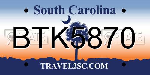 BTK5870 South Carolina License Plate
